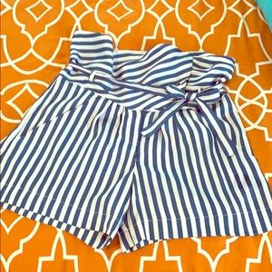 BCBGeneration Blue and White Striped Shorts